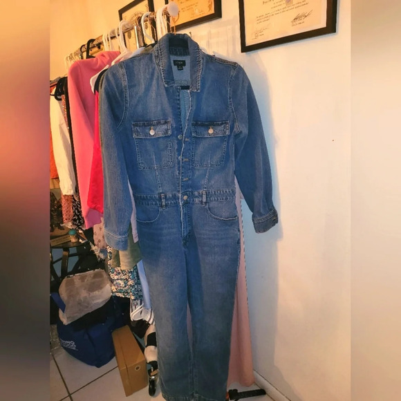 (148$) NWOT J Crew Factory Denim Collared Utility Jumpsuit Coveralls | Sz 2 | - Picture 3 of 4
